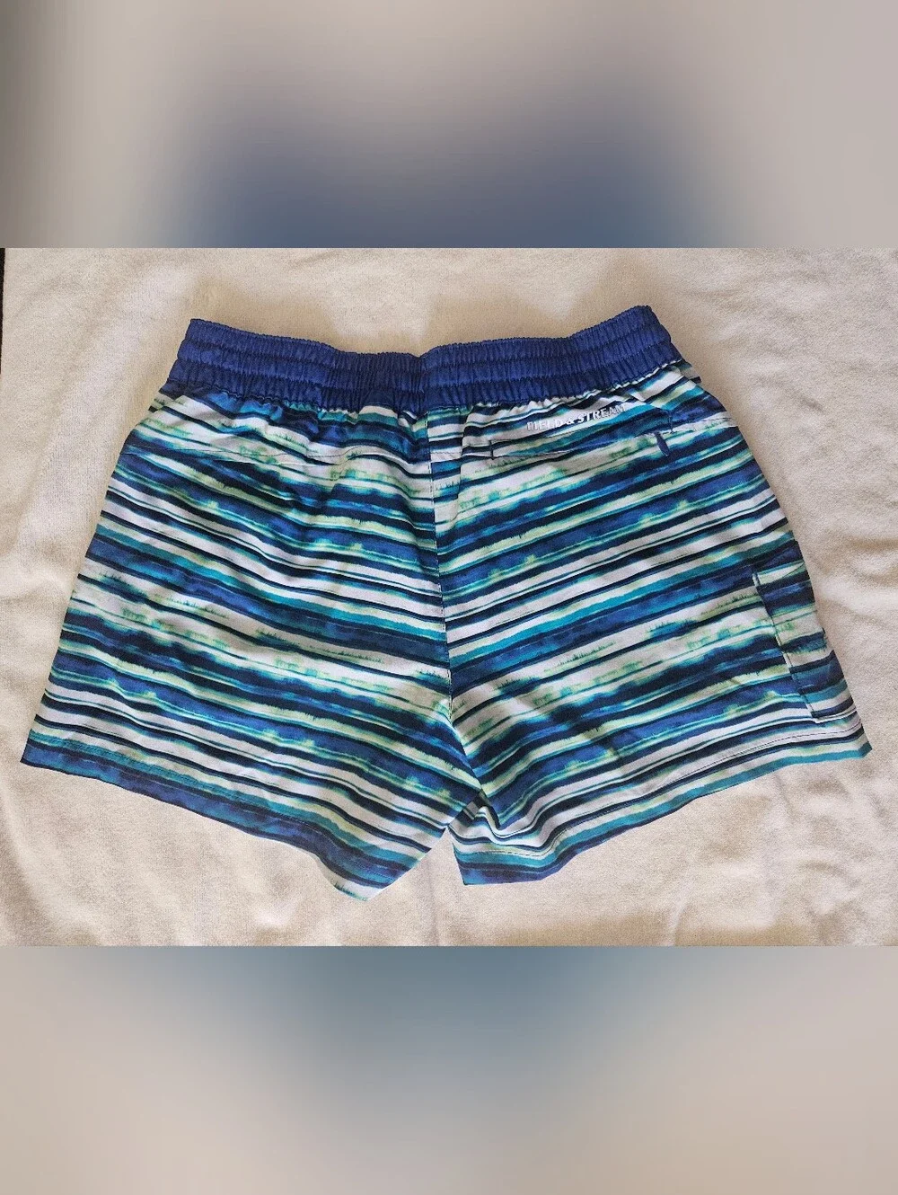 Field & Stream Women's Water Shorts Blue Teal Striped Size MD